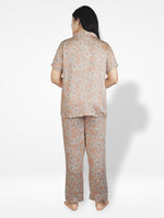 Women Pink Floral Printed Night Suit Set of Shirt and pajama, Nightwear set