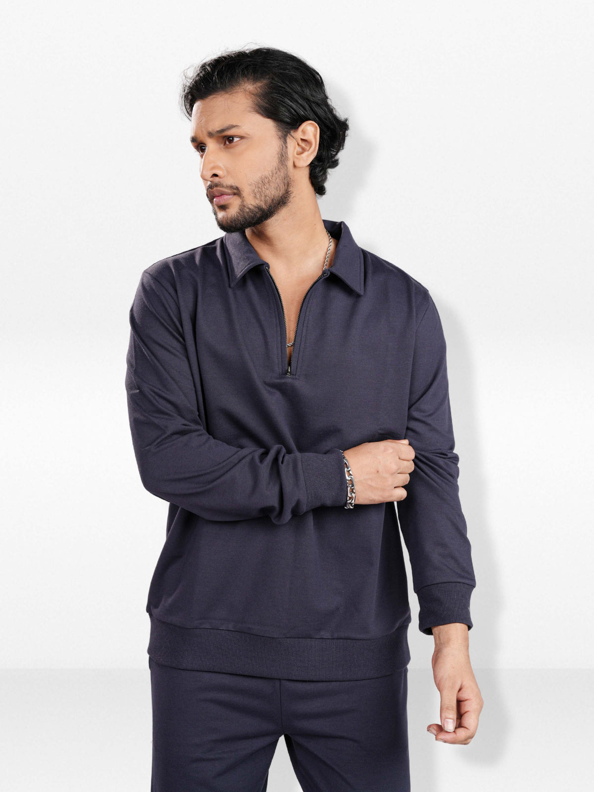 Men’s Half Zip Collar Sweatshirt – Long Sleeve Thermal Casual Shirt Collar | Classic Basic Polo Sweatshirt for Men