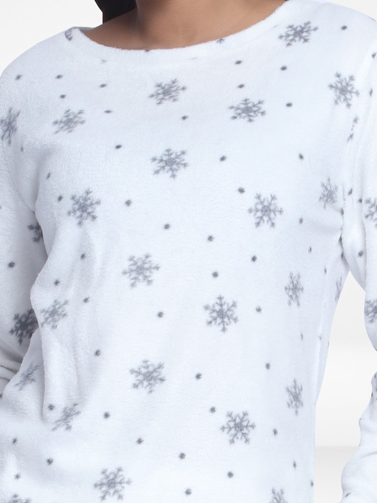 Women's Micro Polar Fleece Star Print Crew Neck Long Sleeve Pyjama Set