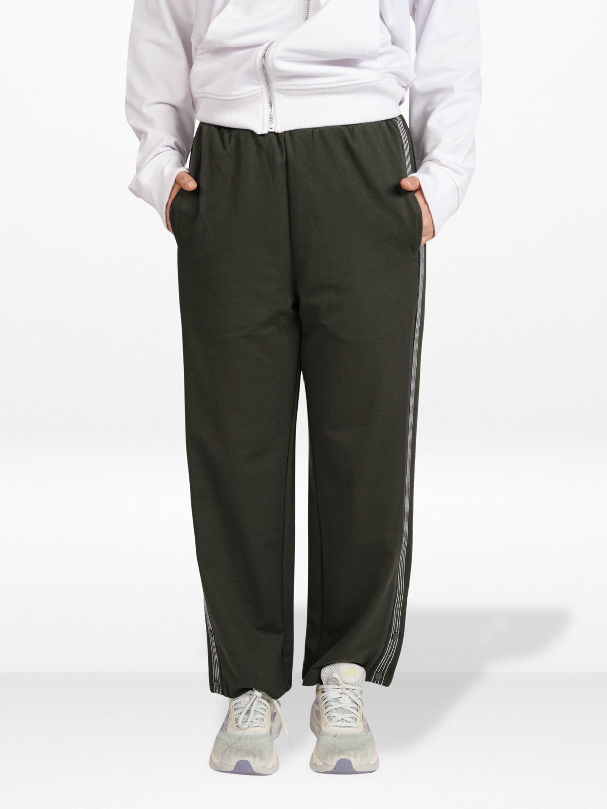 Women’s Flowy Pants – Elasticated Waist with Adjustable Drawcord | Contrast Stitch Side Detail, Casual Comfortable Trousers