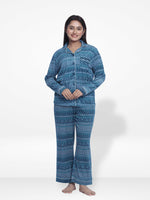 Women Velour Sleepwear Long Sleeve Green Aop Pyjama Set-Inteblu™