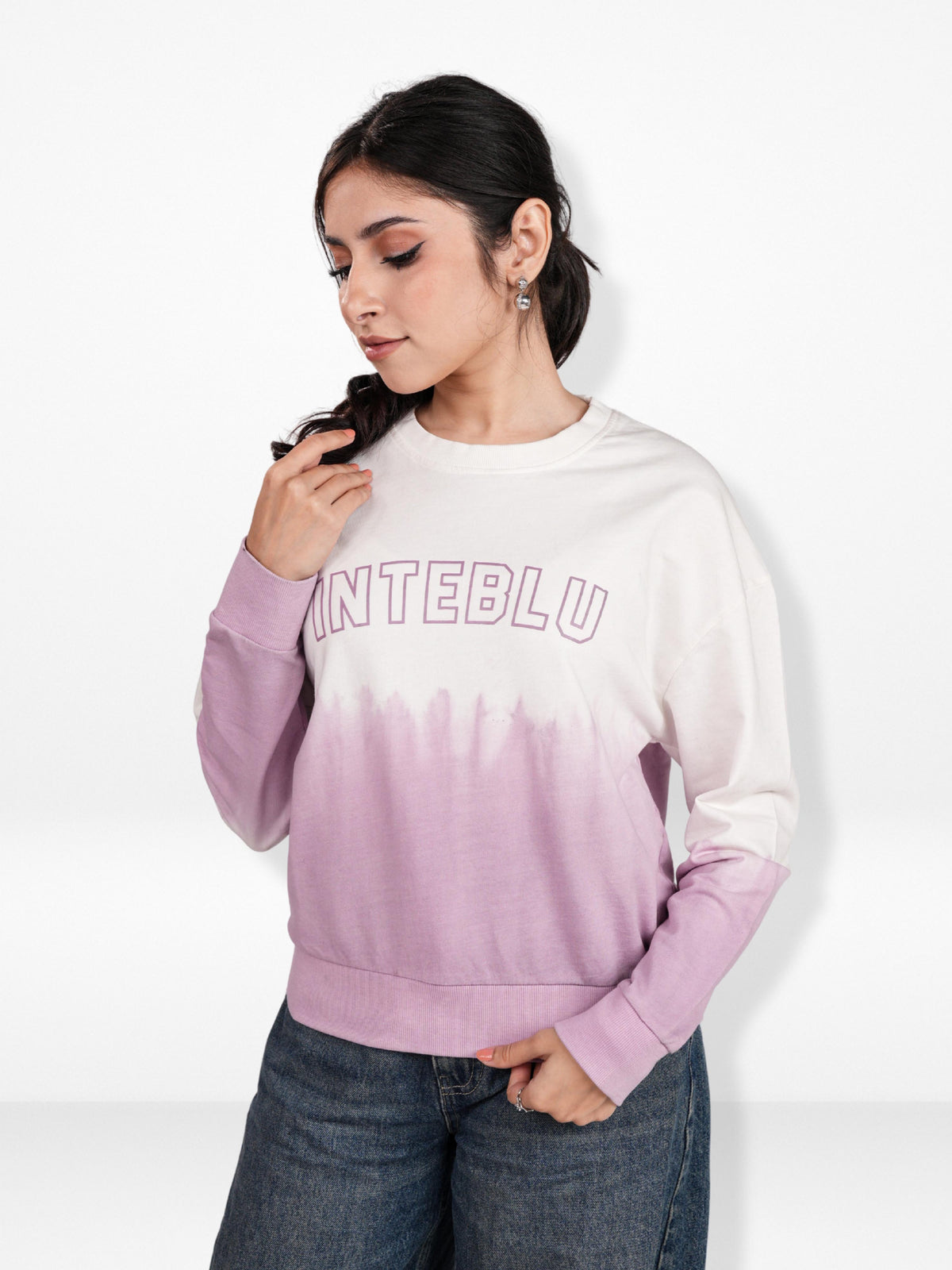 Women’s Tie-Dye Long Sleeve Gradient Printed Sweatshirt – Soft Cotton Blend Pullover | Stylish Printed Casual Top for Everyday Comfort