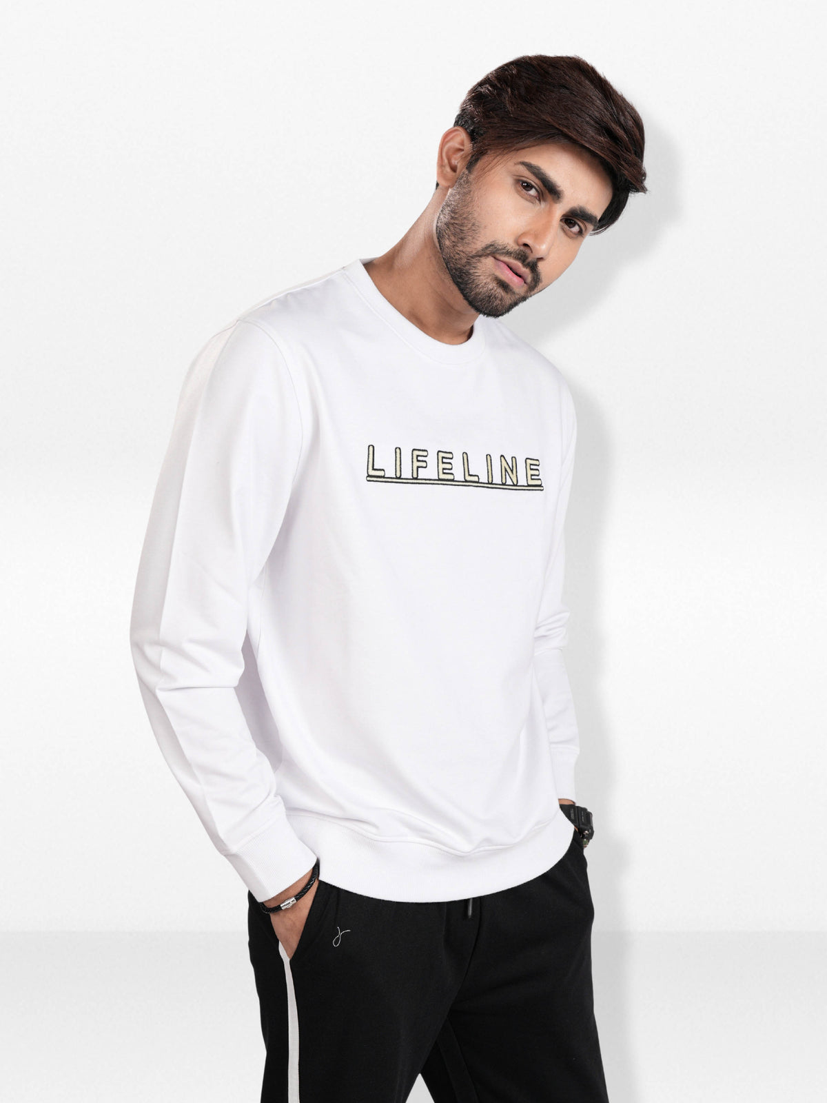 Men's Embroidered Crew Neck SweatshirtLong Sleeve | Casual Everyday Comfort Wear