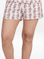 Women’s Pajama Shorts | Printed Sleepwear Shorts | Soft Stretch Yummy Rib Fabric | Elastic Waist Lounge Shorts for Women - Blushing Bride Rose