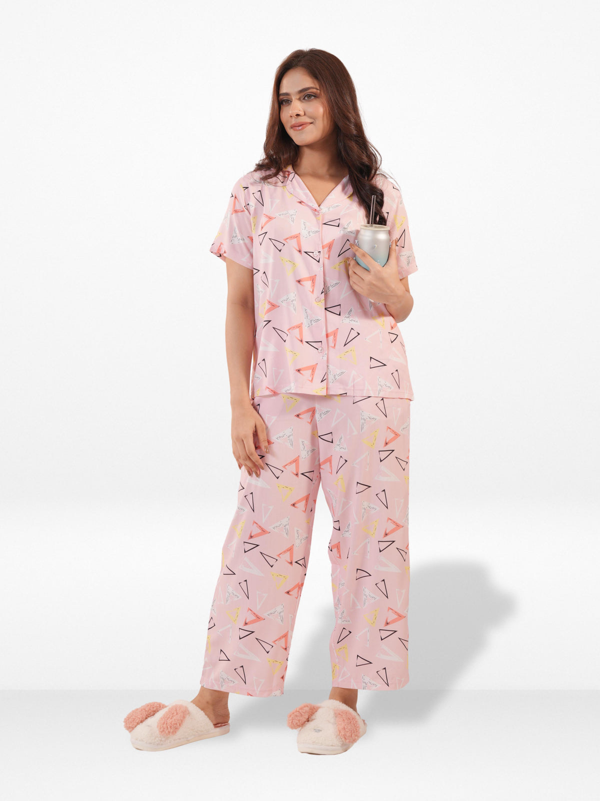 Women's All Over Printed PJ Set – 2 Piece Sleepwear Set | Soft Breathable Nightwear for Women