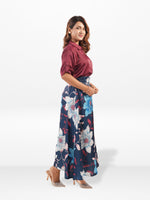 Women’s All Over Printed Maxi Skirt – Summer Pleated High Waist Casual Long Skirt