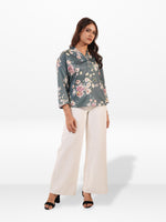 Women’s Floral Printed Satin Top – Casual Silky Blouse | Elegant Everyday & Party Wear