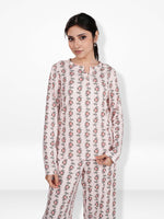 Women's Henley Sleepwear Set Long Sleeve Printed Pajama Top & Shorts | Soft Lightweight 2-Piece Nightwear