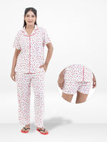 Women’s 3-Piece Pajama Set – Yummy Rib Fabric Sleepwear with Contrast Piping, Notch Collar & Button Down Top,