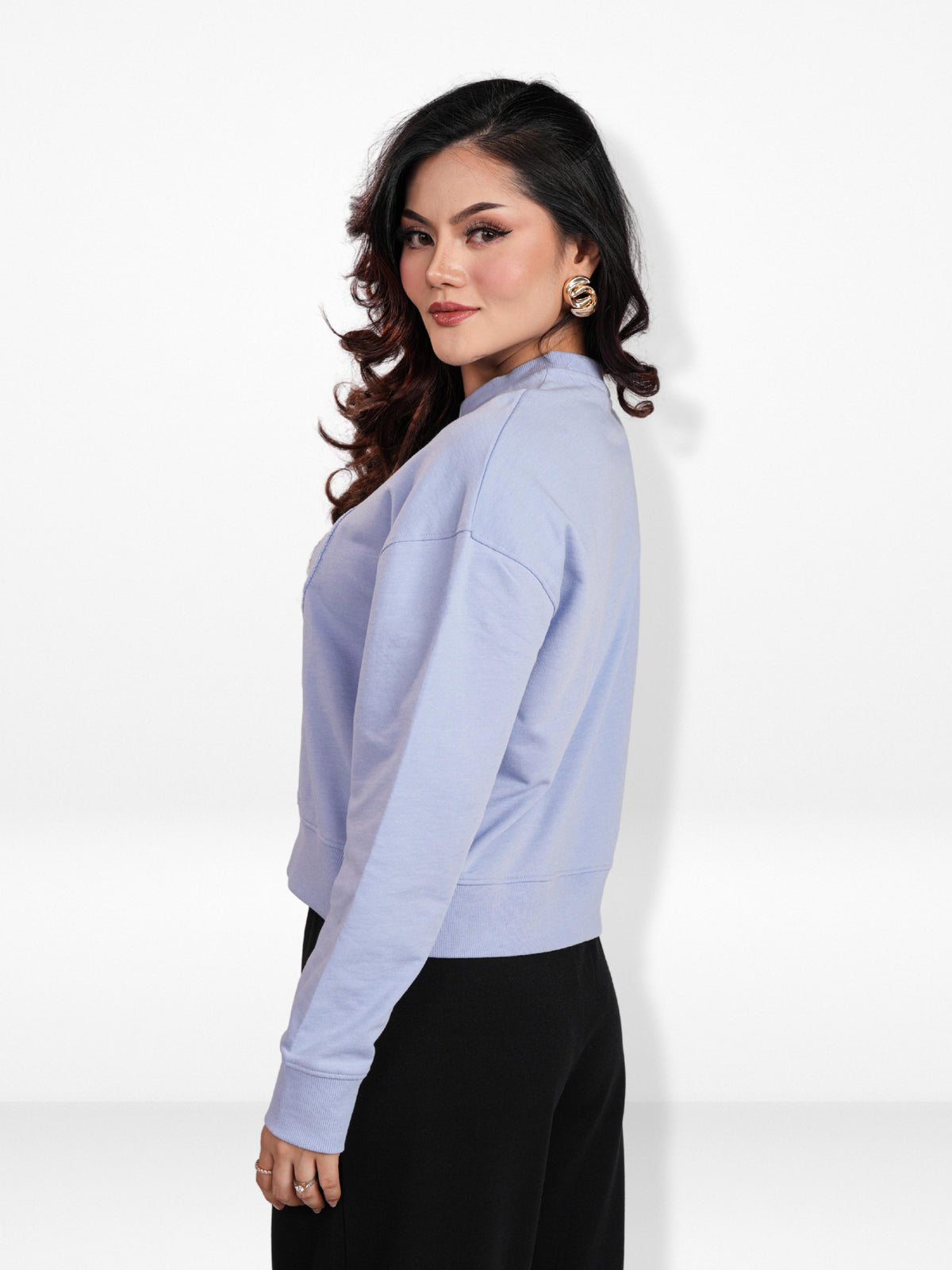 Women’s Long Sleeve Sweatshirt – Soft Cotton-Blend Pullover with Shanail Embroidery | Stylish Casual Top for Everyday Comfort