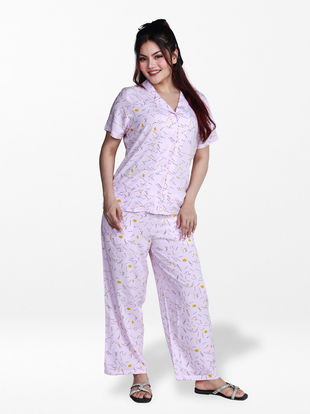 Women’s Short Sleeve Viscose Sleepwear Set – Notch Collar 2 Piece Pajama Outfit | Comfy Nightwear, Soft Summer Lounge Set for Women