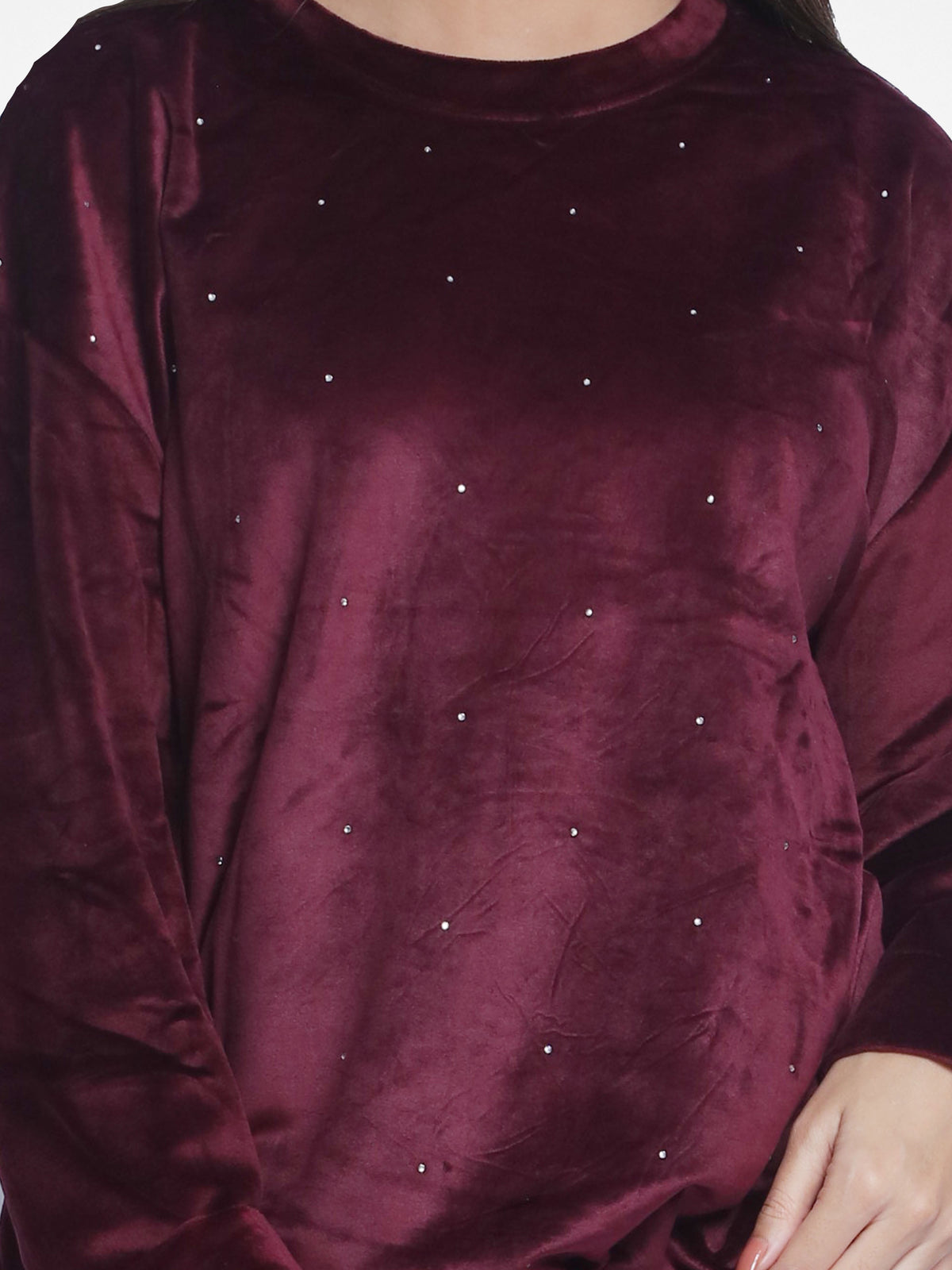 Women Velvety Sleepwear Long Sleeve Pyjama Set