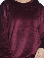 Women Velvety Sleepwear Long Sleeve Pyjama Set