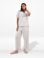 Women’s Printed Night Suit Set – Shirt & Pyjama | Soft Nightwear Dress, 2 Piece Sleepwear for Women, Comfortable Loungewear