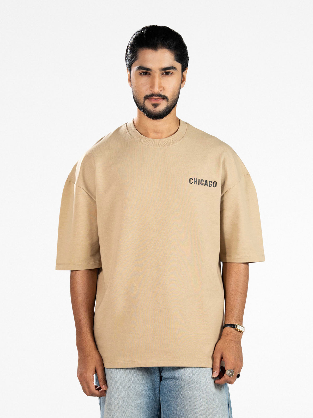 Men’s Oversized Drop Shoulder Graphic T-Shirt – Short Sleeve Crew Neck Tee | Casual Streetwear Top with Front & Back Print