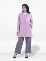 Women’s Soft Pastel Longline Hooded Jacket –Casual Outerwear with Snap Button Closure & Side Pockets