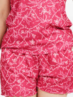 Women’s Pajama Shorts | Printed Sleepwear Shorts | Soft Stretch Yummy Rib Fabric | Elastic Waist Lounge Shorts for Women - Crimson