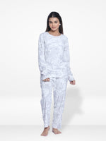 Women Velour Sleepwear Long Sleeve Pyjama Set White