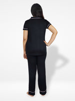 Women's Solid Color Notch collar Sleepwear Set.