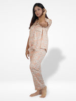 Women Pink Floral Printed Night Suit Set of Shirt and pajama, Nightwear set