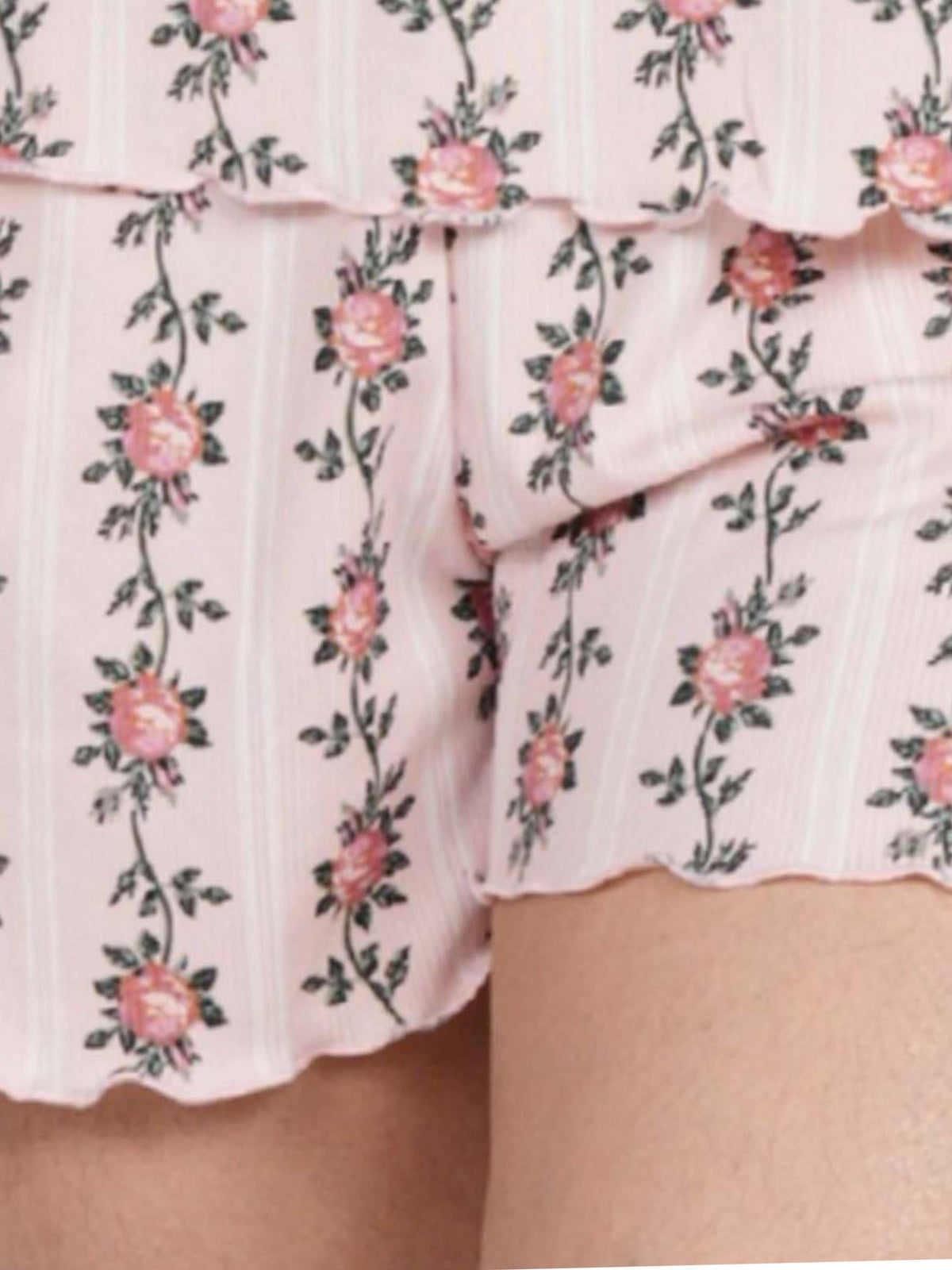 Women’s Pajama Shorts | Printed Sleepwear Shorts | Soft Stretch Yummy Rib Fabric | Elastic Waist Lounge Shorts for Women - Blushing Bride Rose