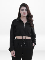 Women’s Long Sleeve Cropped Top Half Zip Pullover Sweatshirt | Trendy Relaxed Fit , Sweatshirt for Casual & Athleisure Wear