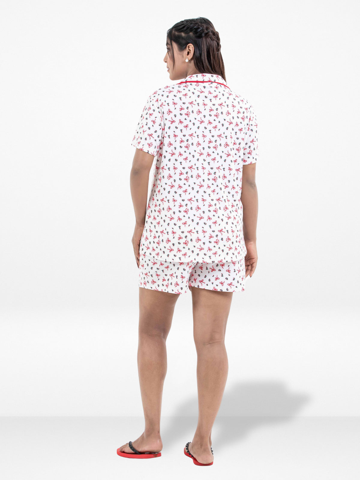 Women’s 3-Piece Pajama Set – Yummy Rib Fabric Sleepwear with Contrast Piping, Notch Collar & Button Down Top,