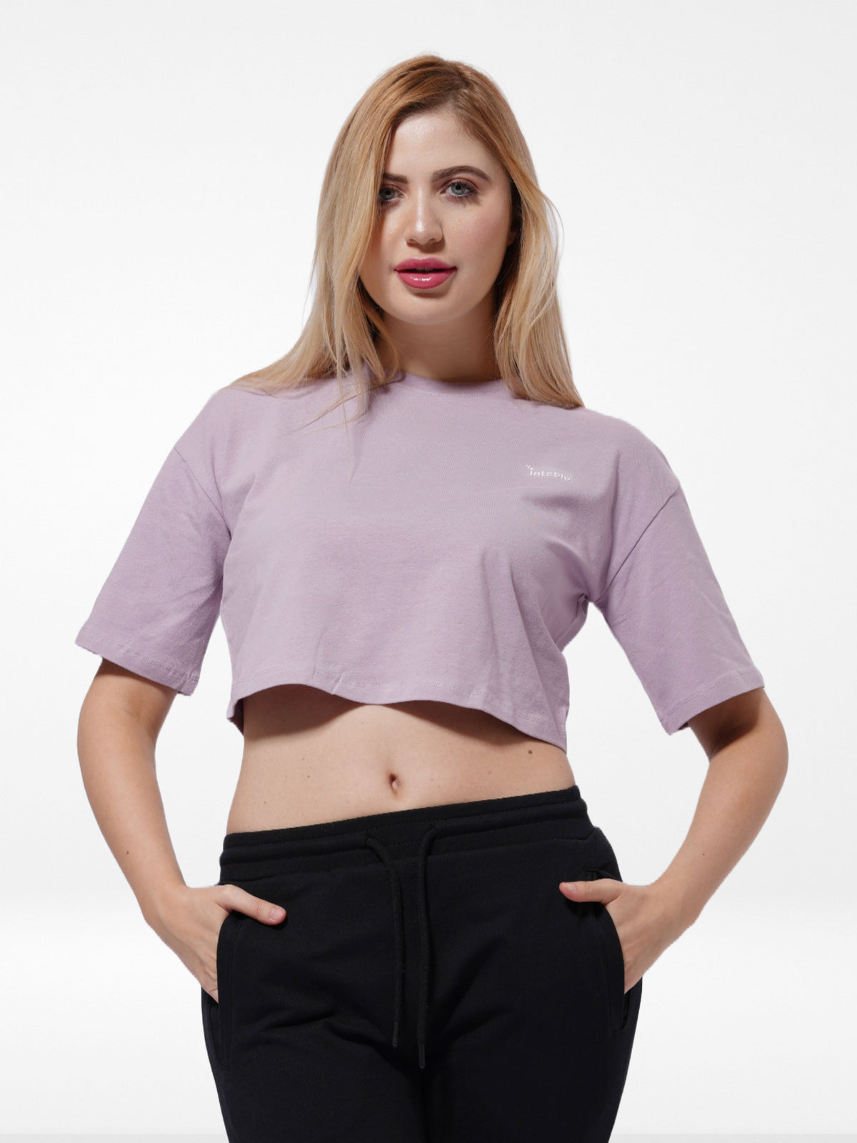 Women Crew Neck Short Crop Top | Mauve