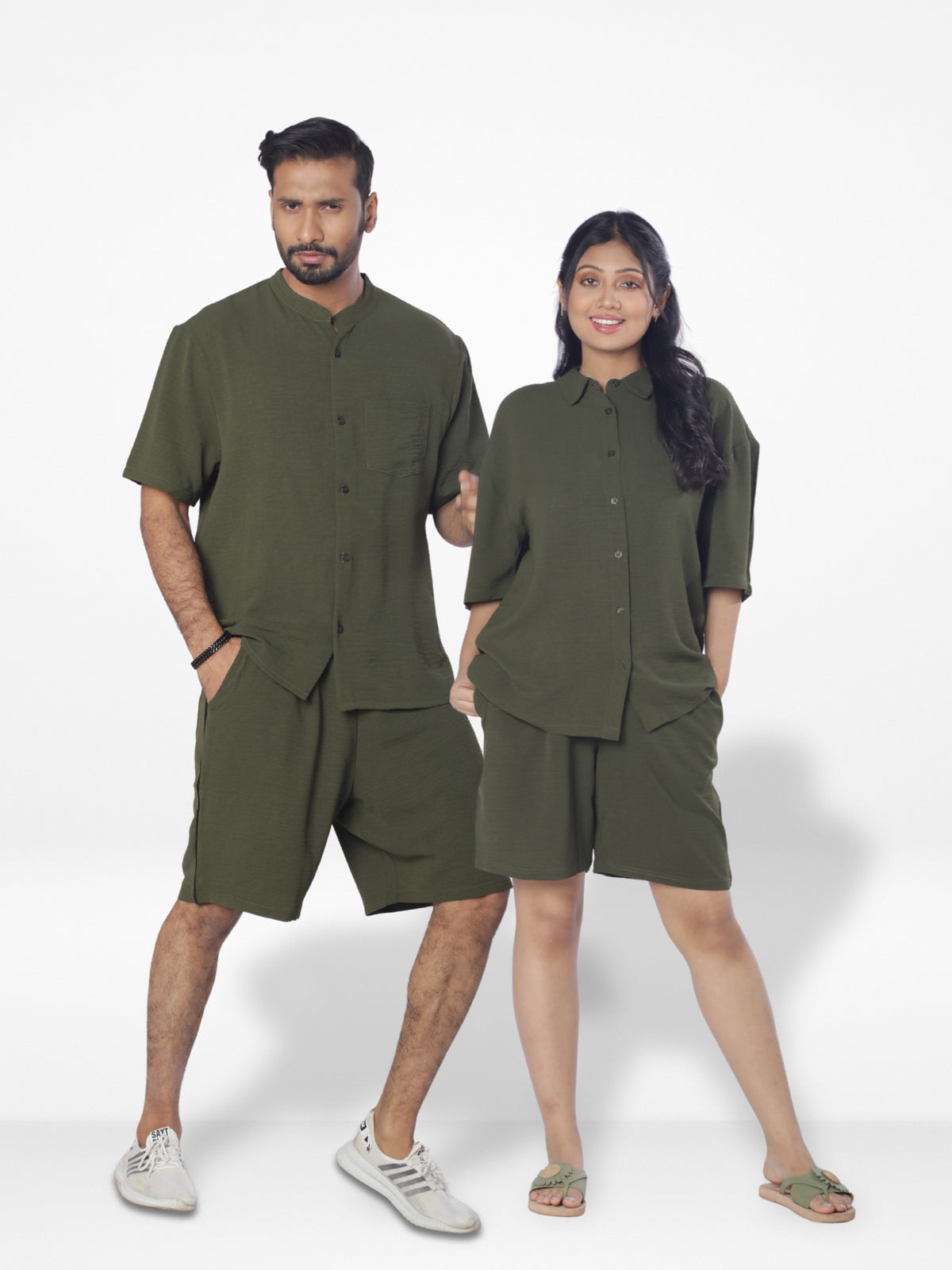 Couple Co-ord Set| Short Pant| Olive