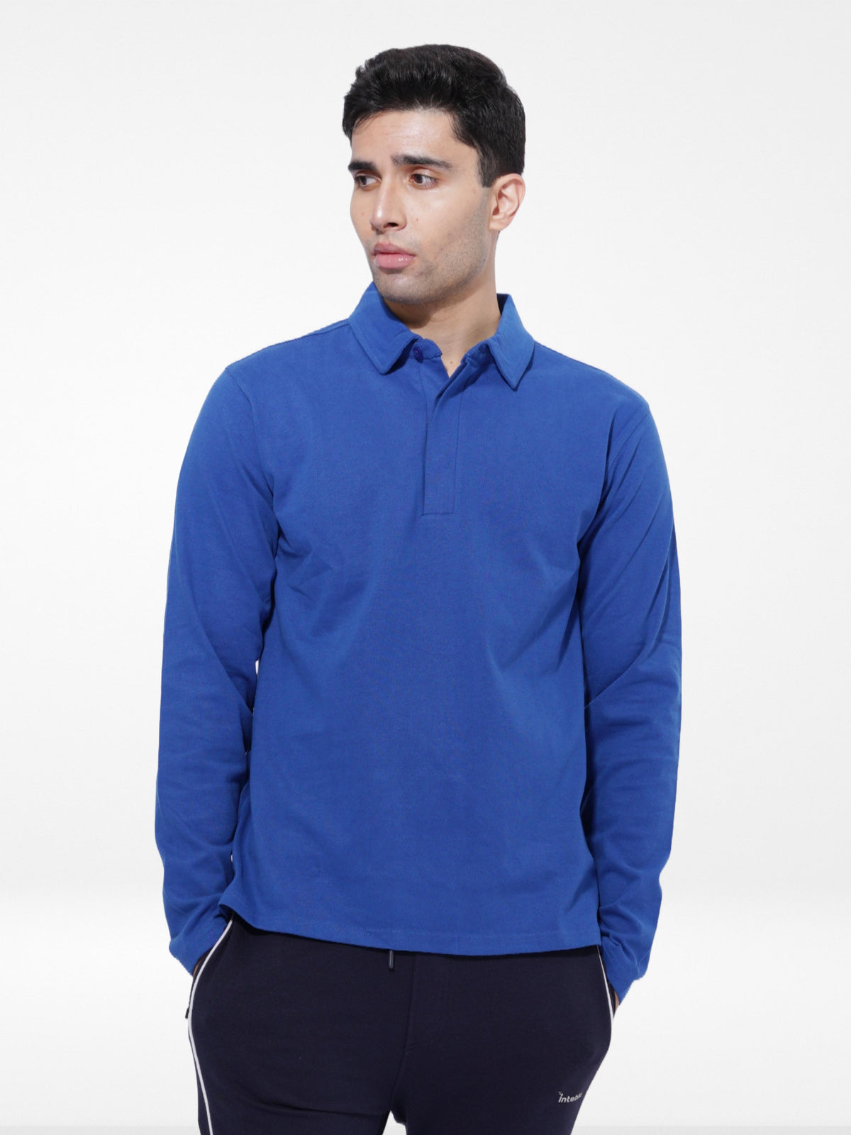 Men's Regular-Fit Long-Sleeve Player's Polo Shirt | Blue Color