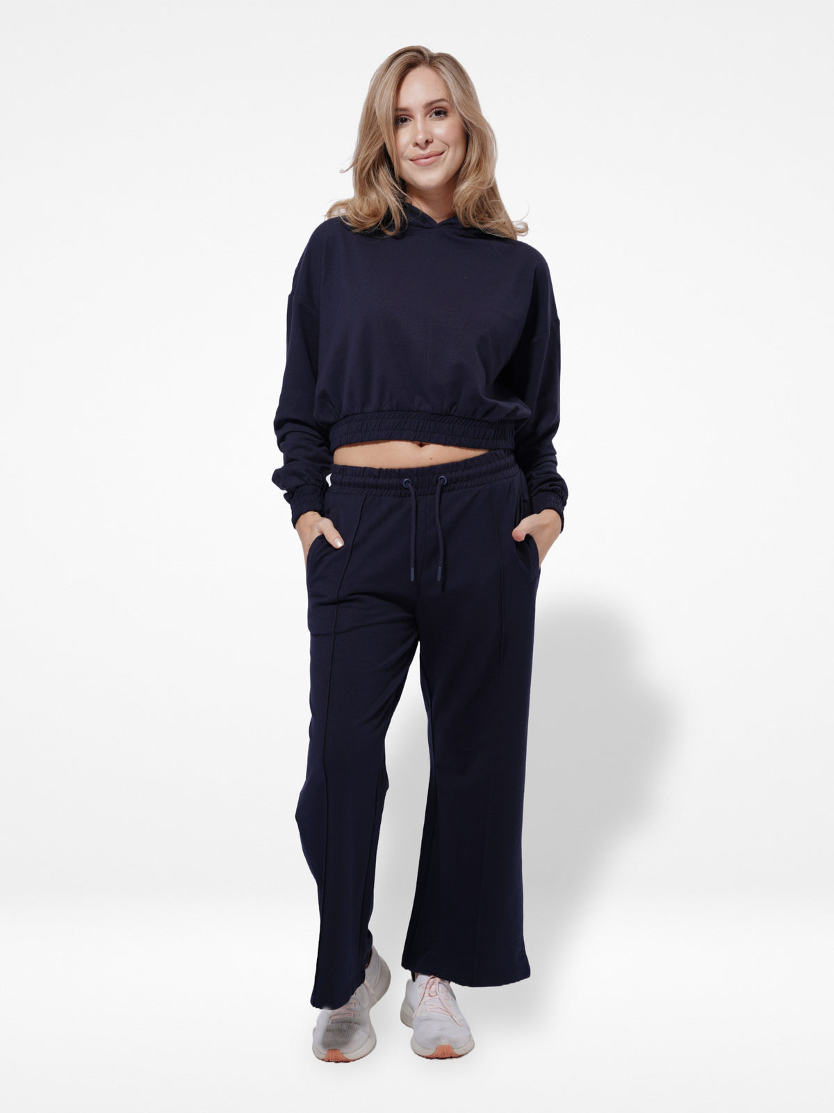 Women Black Hoodies Wide Leg Pants Sweatsuit Lounge Sets
