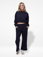 Women Black Hoodies Wide Leg Pants Sweatsuit Lounge Sets