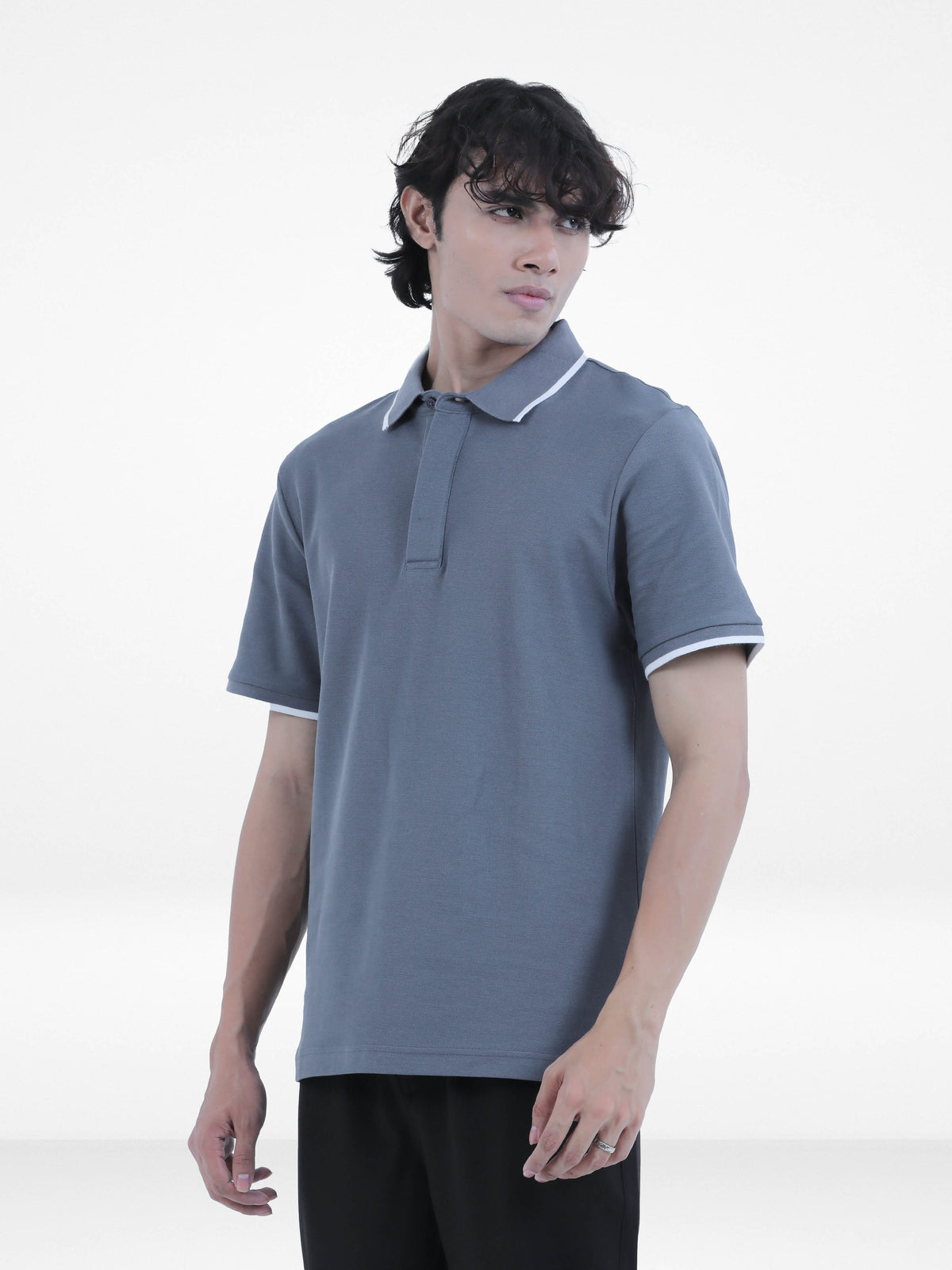 Men's Reguler-Fit Cotton Pique Polo Shirt100% Cotton Casual Top | Tipped Collar & Sleeves | Three-Button Placket | Smart Everyday Wear