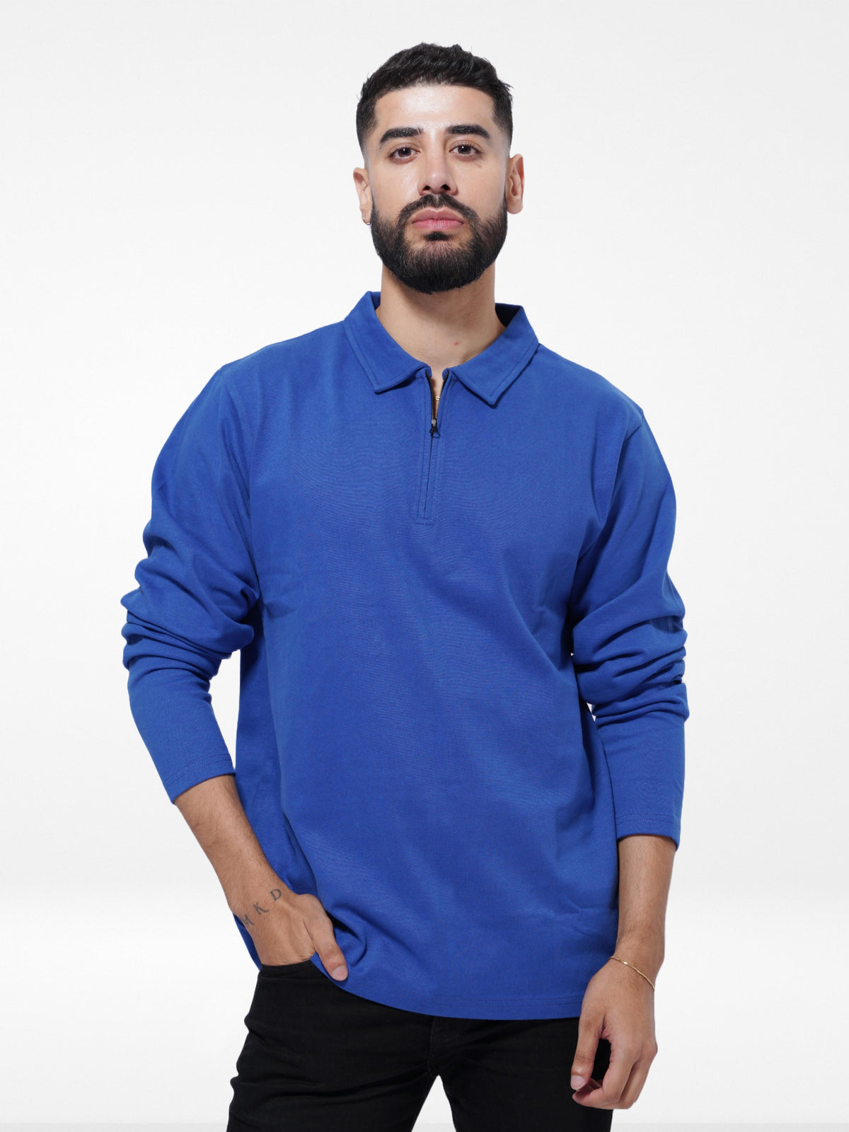 Men's Regular-Fit Long-Sleeve Player's Polo Shirt | Blue