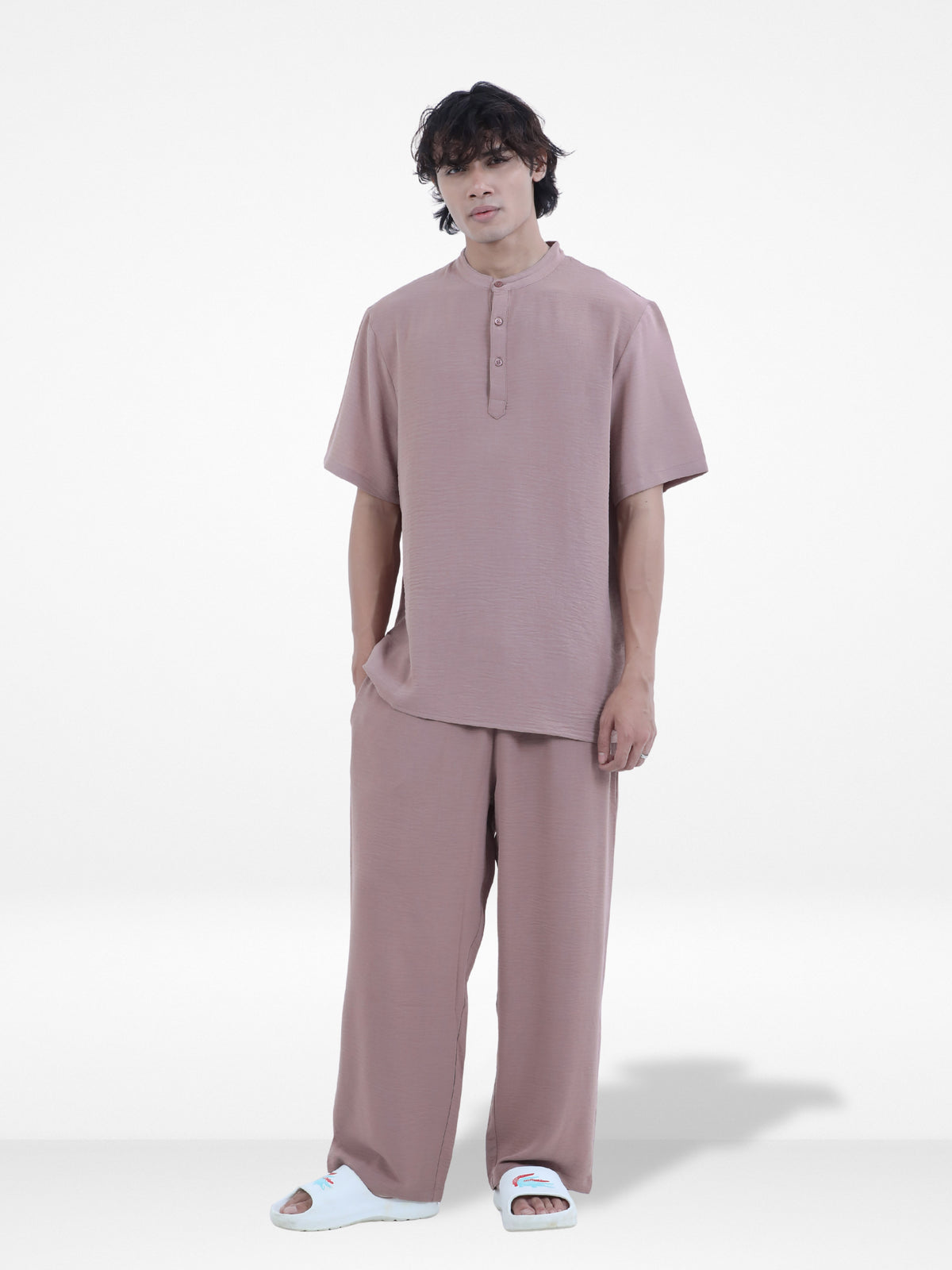 Men's Short Sleeve Shirt & Long Pant Set| Copper