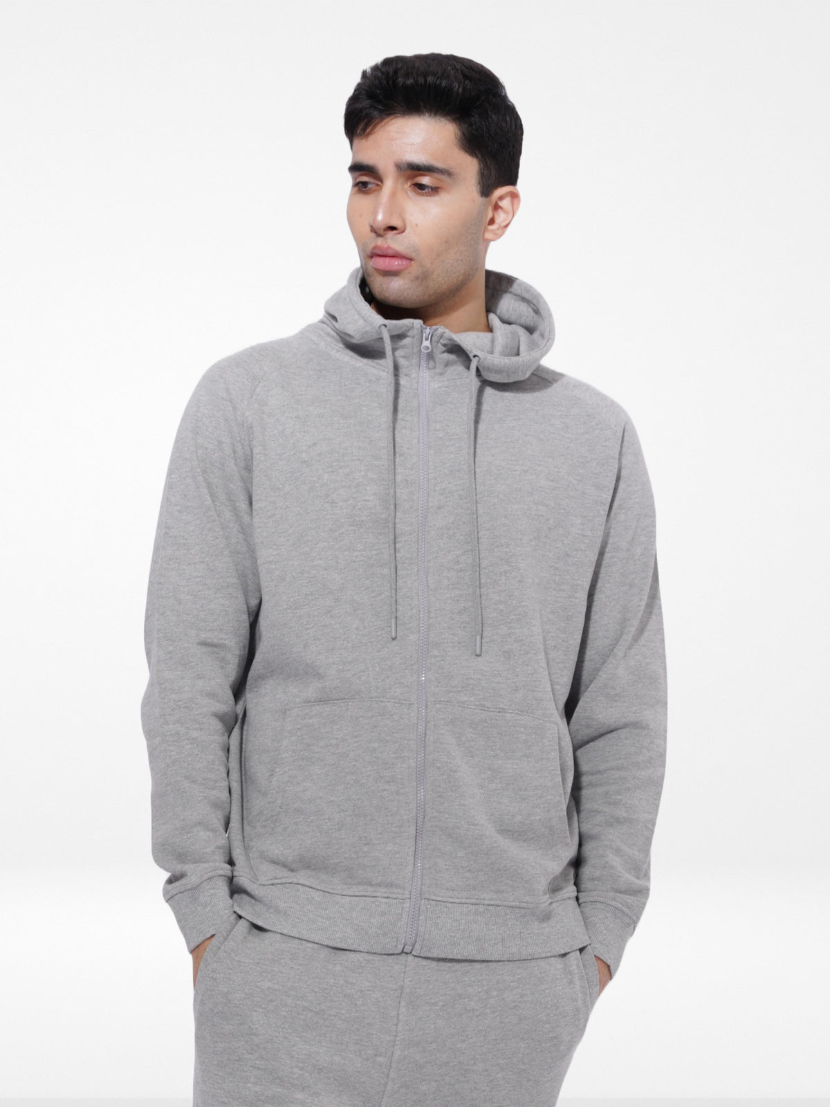 Men’s Winter Premium Cotton pocket Hoodie Grey Melange Color