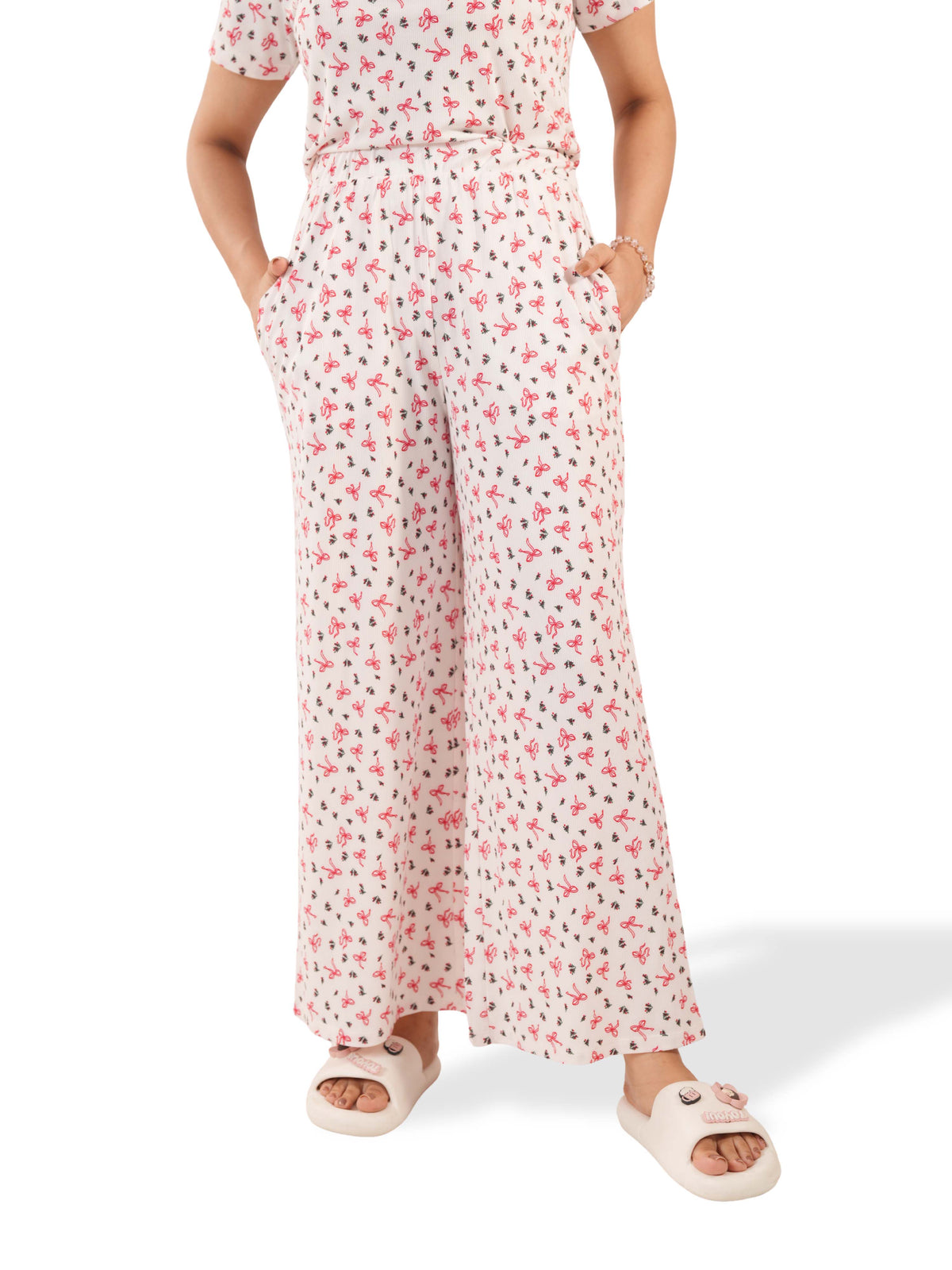 Women's Casual Pants Trendy Loose Trousers High Waist Wide Leg Cropped Palazzo with Pockets