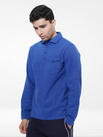 Men's Regular-Fit Long-Sleeve Player's Polo Shirt | Blue Color