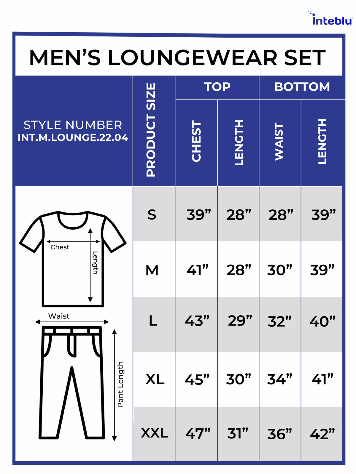 Men's T-Shirt & Trouser Lounge Set Goblin Blue