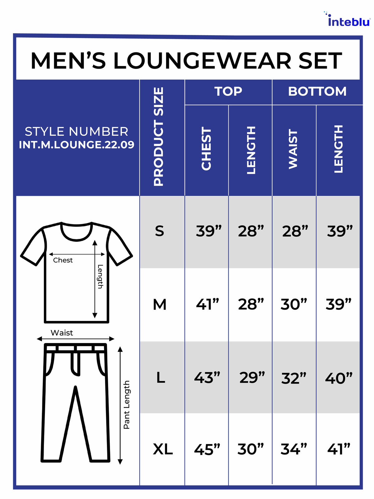 Men's T-Shirt & Trouser Lounge Set Blue