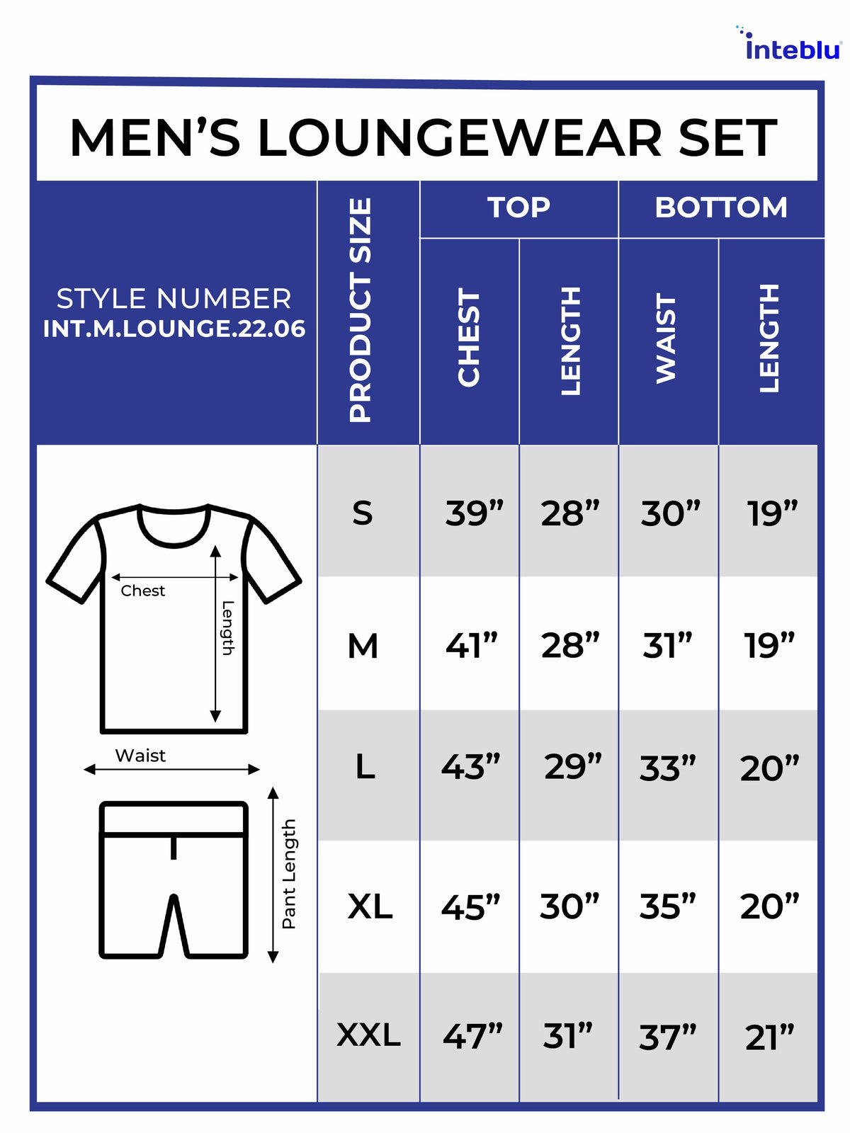 Men's T-Shirt & Shorts Lounge Set Blue