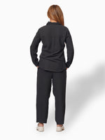 Women Long Sleeve Button Down Shirt High Waist Wide Leg Long Pants Outfits.