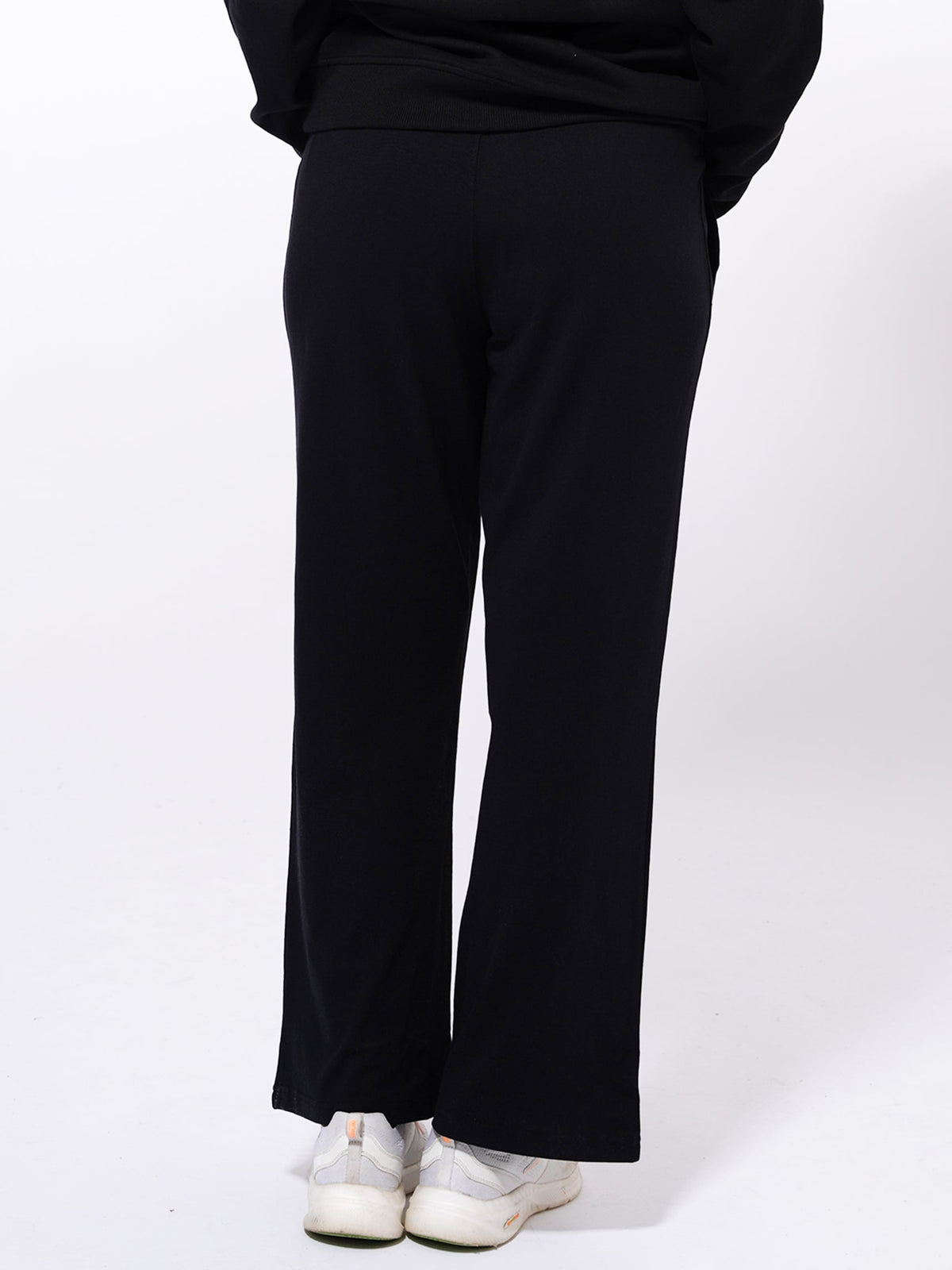 Cozy Open Leg Palazzo Sweatpants | Black