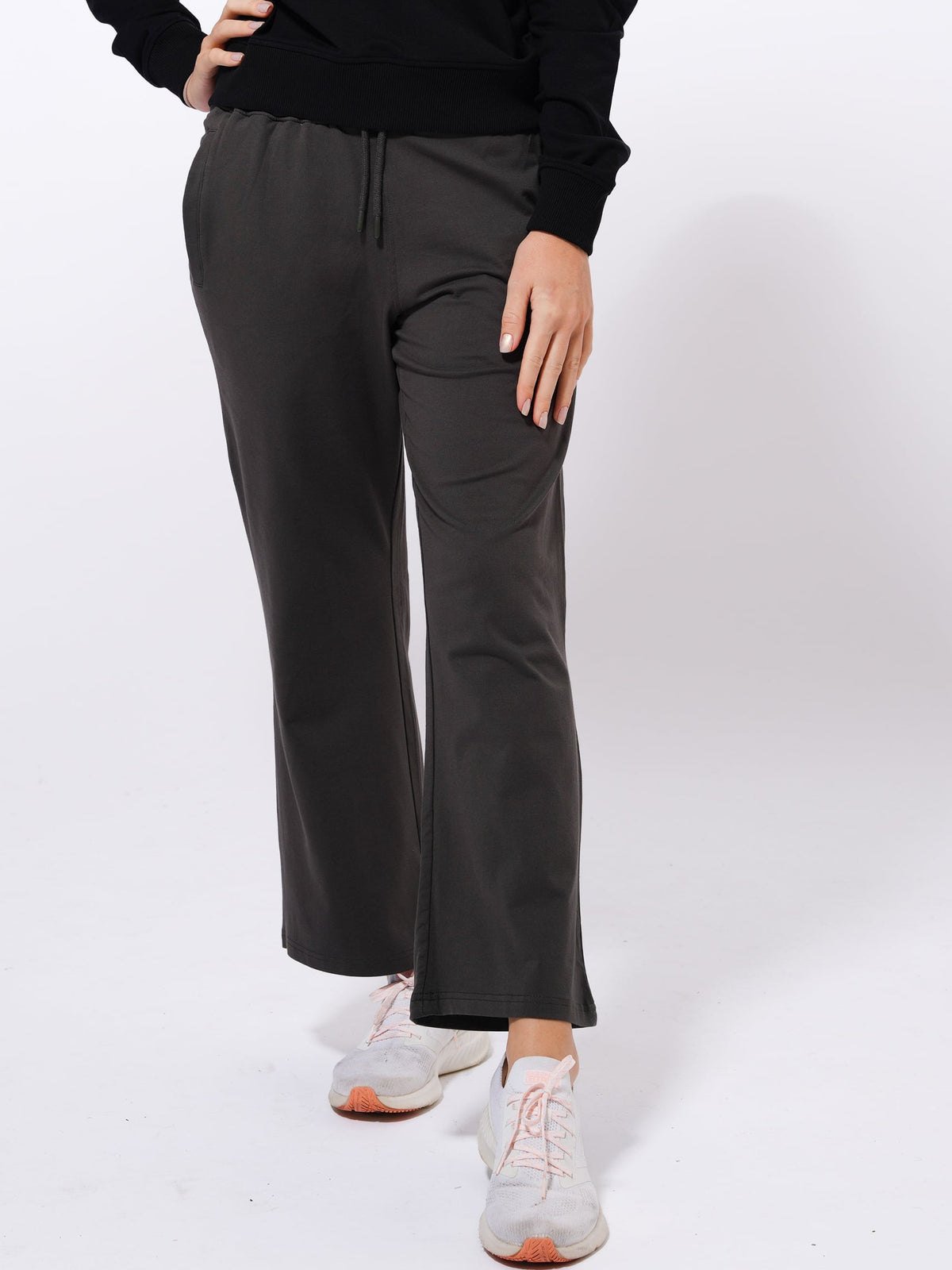 Cozy Open Leg Palazzo Sweatpants |Dusty Grey