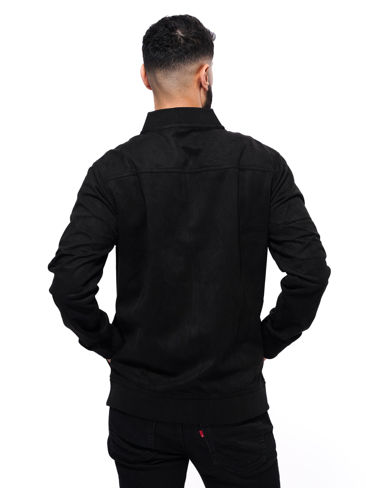 Men Casual Suede Bomber Jacket - inteblu