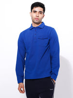 Men's Long Sleeve Player'sButton Polo Shirt | Blue Color - inteblu