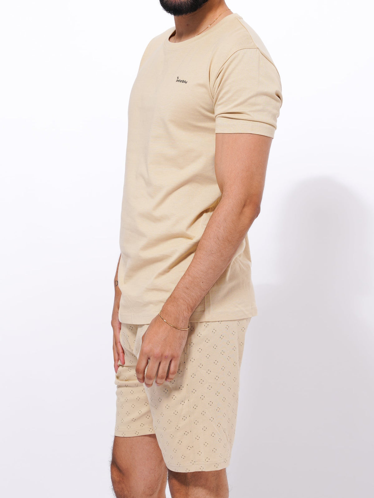 Slim Fit T-Shirt & Shorts Set - Printed Summer Outfit - inteblu