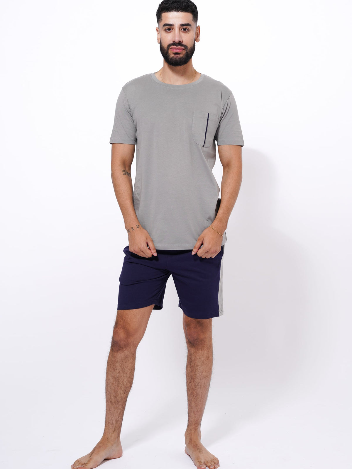 Men's T-Shirt & Shorts Lounge Set Grey