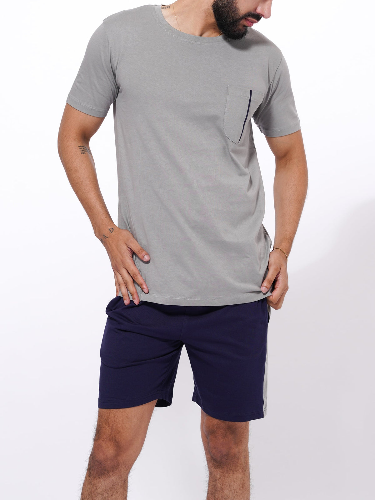 Men's T-Shirt & Shorts Lounge Set Grey
