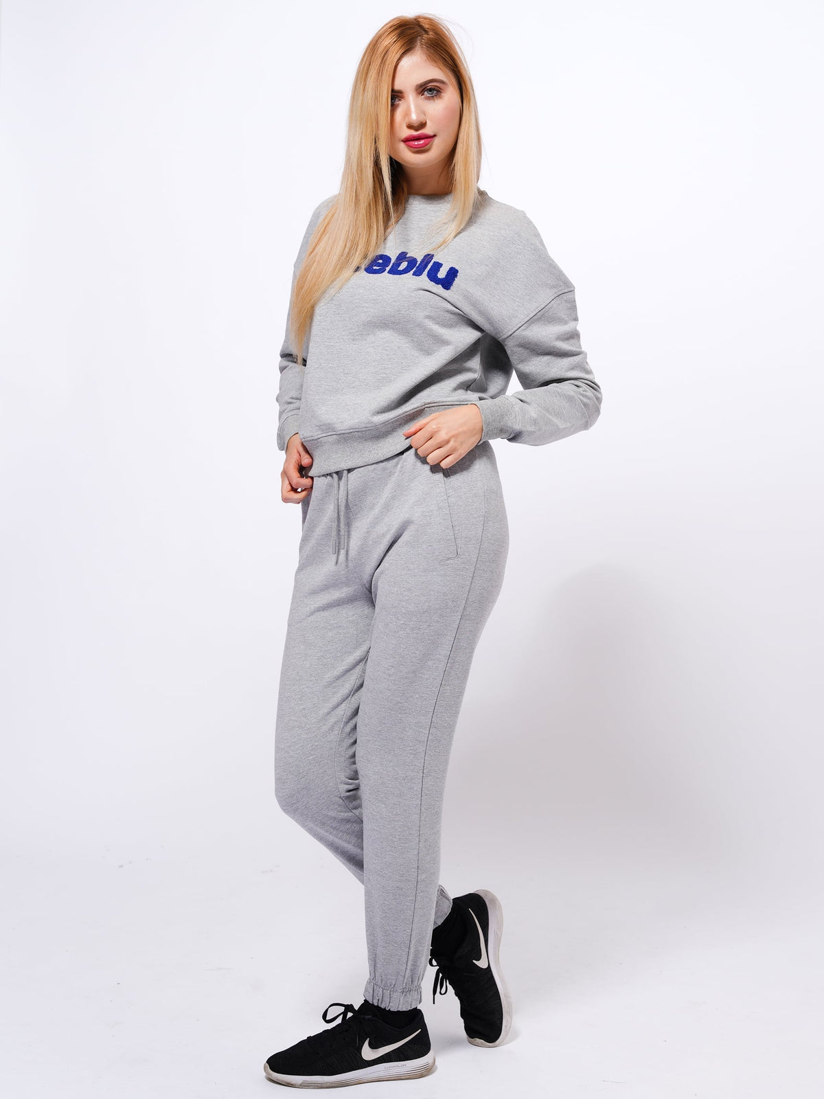 Women Sweatshirt & Joggers Set on Cotton Fabric - inteblu
